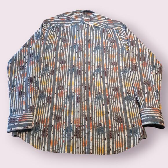 Luchiano Visconti Mens XL Dress Shirt Grey Multi Floral Button Front Long Sleeve - Picture 2 of 6